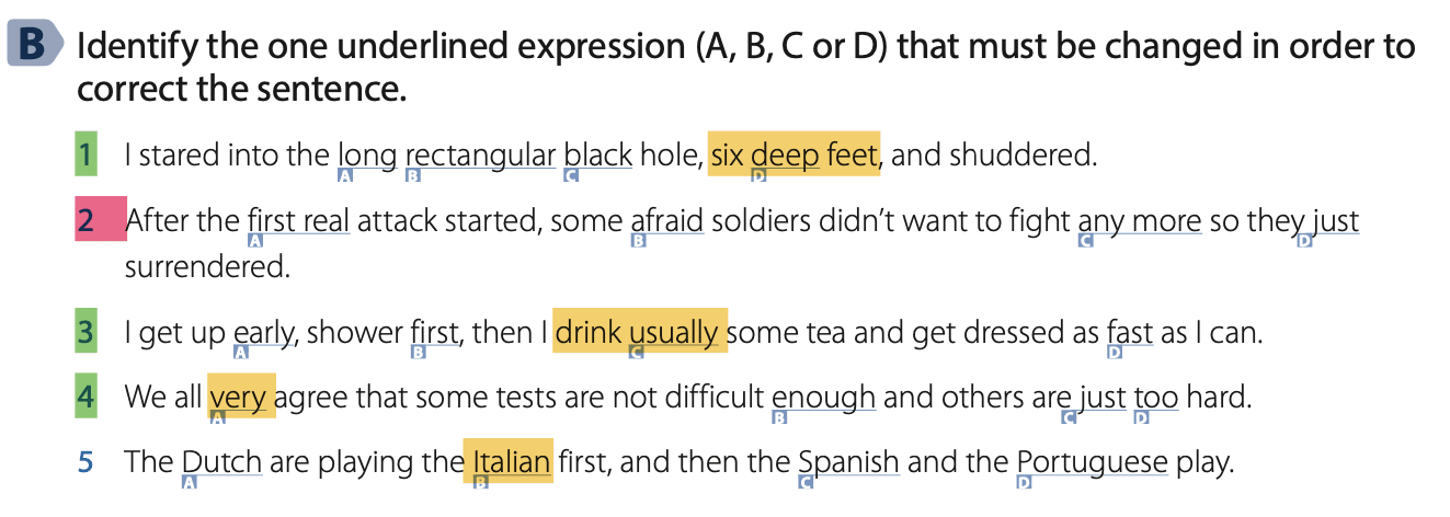 What is wrong in sentence number two?